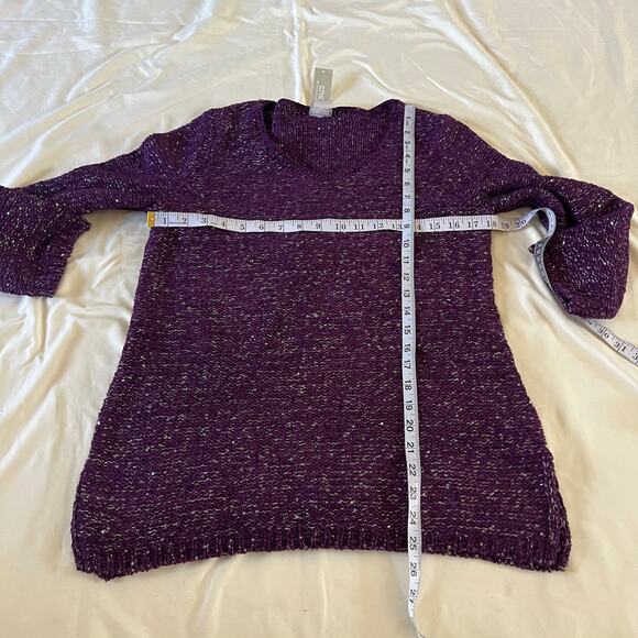 NWT Chicos Purple Sparkle Sequin Pullover Sweater Sz 0 / XS Casual Event - Picture 8 of 9